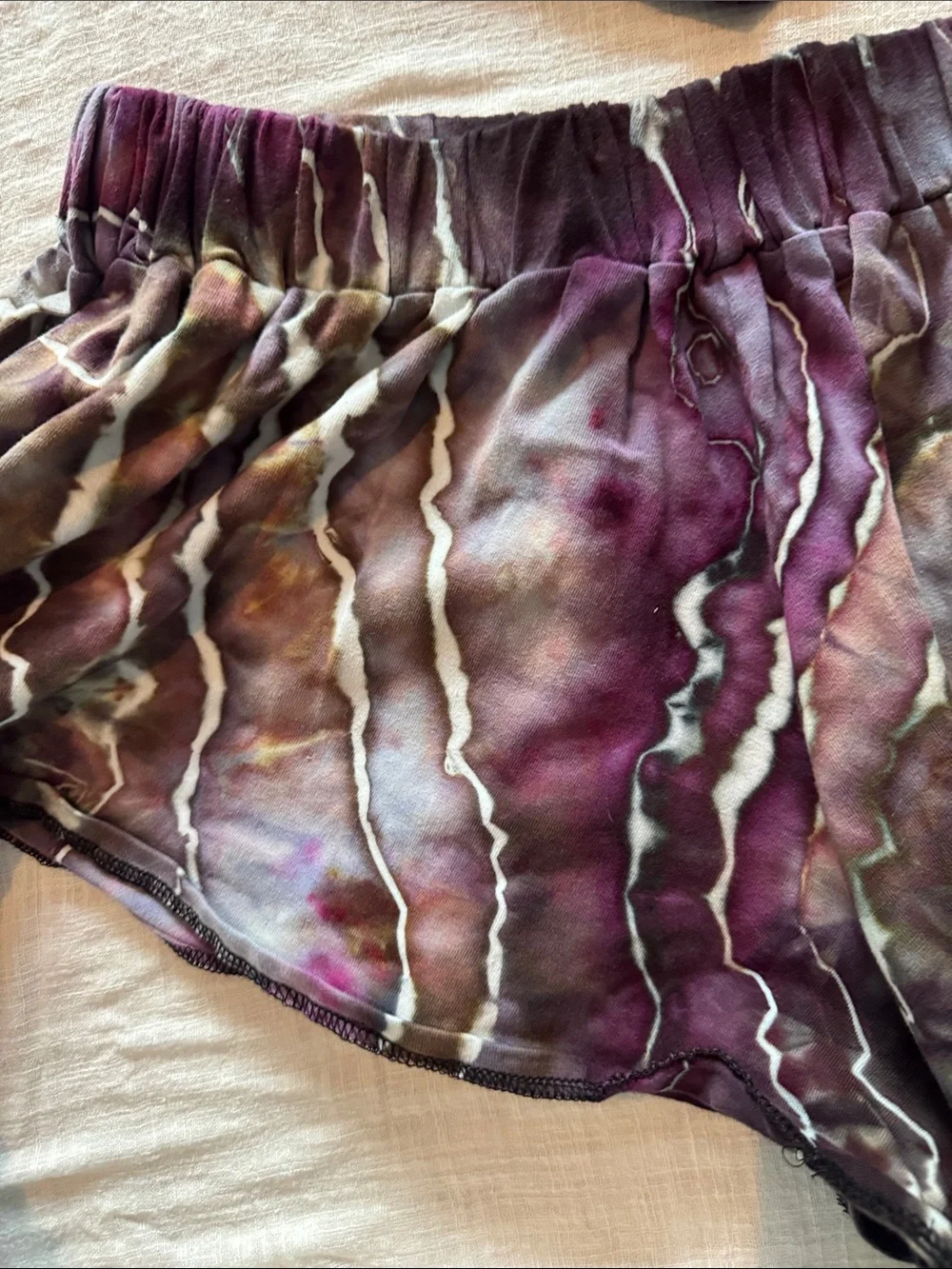 Hand dyed Tie-Dye Purple High-Neck Crop Top & Shorts Set - Women